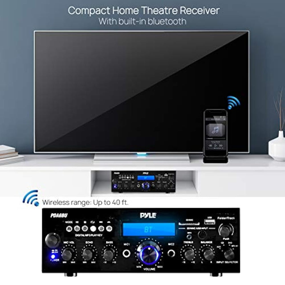 Amplificador receptor con Bluetooth PYLE-HOME PDA6BU