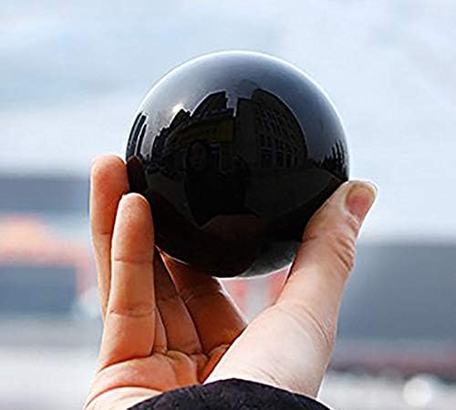 JIC Gem Bola esférica pequeña de obsidiana negra con soporte