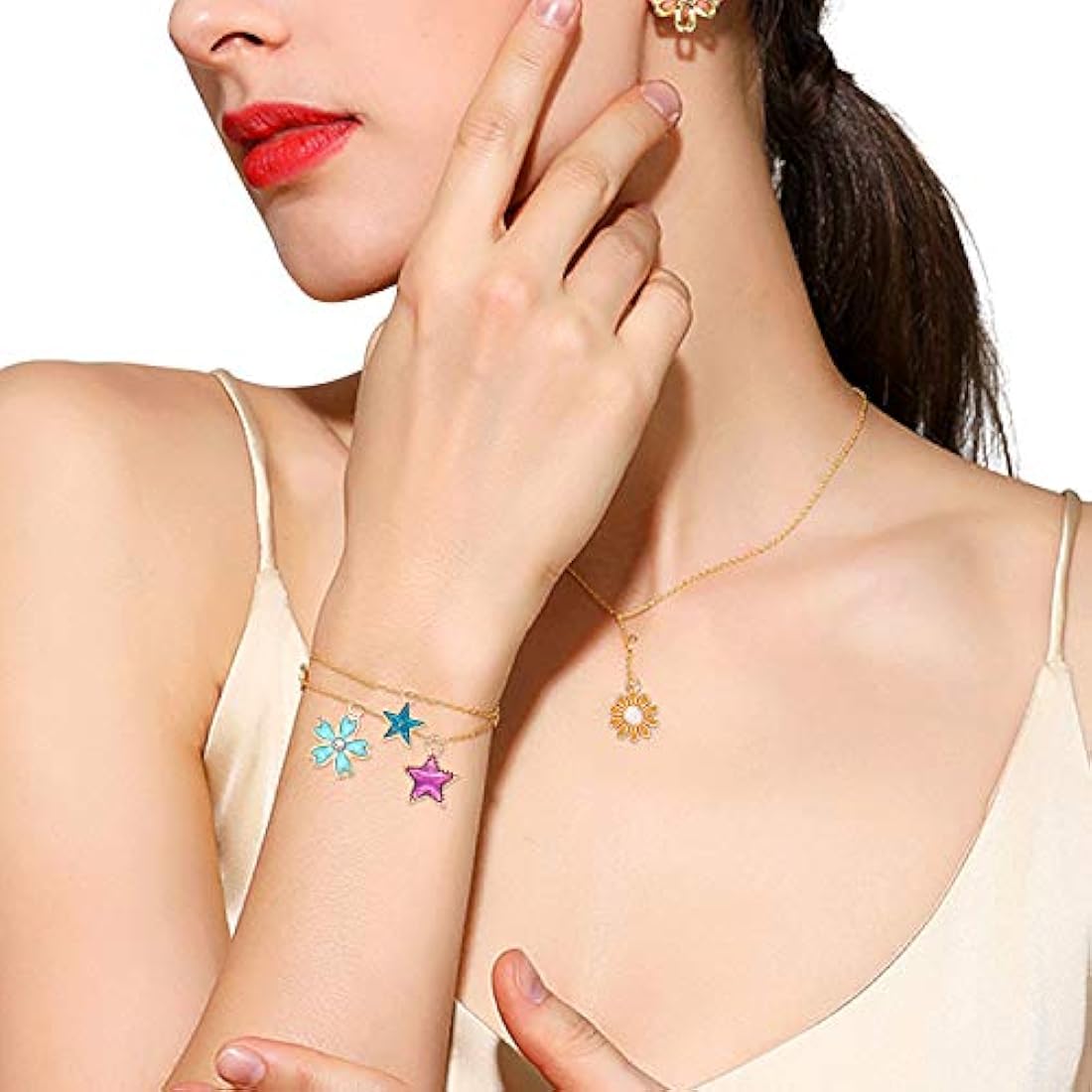 Dijes y Medallas abalorios de esmalte chapado en oro