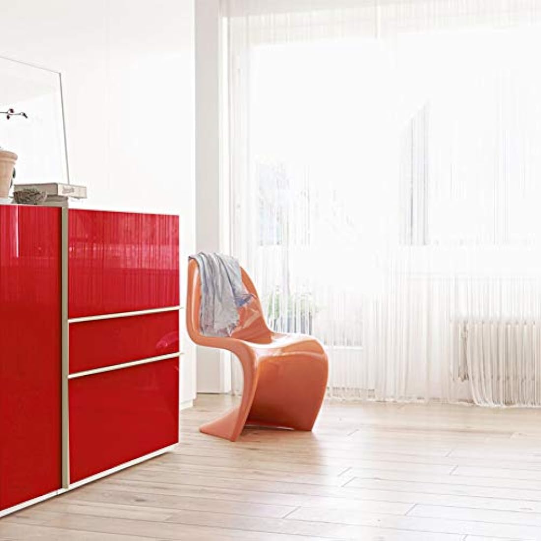 Livelynine - Papel pintado color rojo brillante Rojo