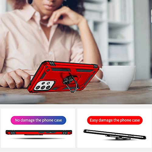 Yiakeng Funda para Samsung Galaxy A53 5G con protector de pantalla HD, fundas protectoras de grado militar con anillo para Samsung Galaxy A53 5G (rojo)