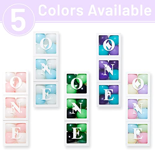 KIT decoraciones de primer cumpleaños del bebé, cubo transparente bloquea letras 'ONE' como decoración de pastel Smash para sesión de fotos en pasteles, tema de unicornio arcoíris
