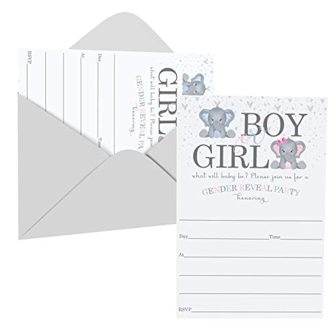 tarjeta de invitacion con diseño de elefantes(25 unidades)