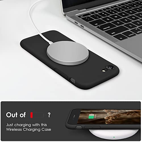 DTTOCASE - Funda para iPhone SE 2022/2020, iPhone 8, iPhone 7, funda de silicona líquida para iPhone SE 8 7 de 4.7 pulgadas, funda protectora colorida suave y sedosa para niñas y mujeres, color negro