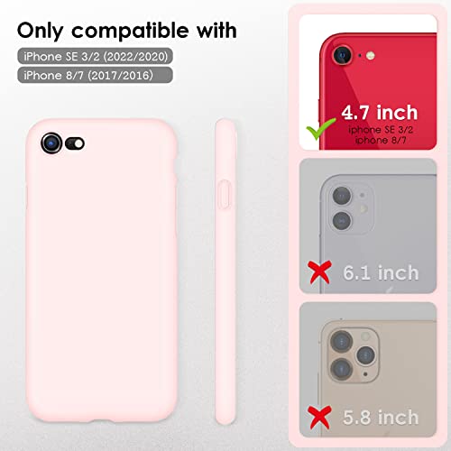 DTTOCASE - Funda para iPhone SE 2022/2020, iPhone 8, iPhone 7, funda de silicona líquida para iPhone SE 8 7 de 4.7 pulgadas, funda protectora suave y sedosa colorida para niñas y mujeres, hielo rosa