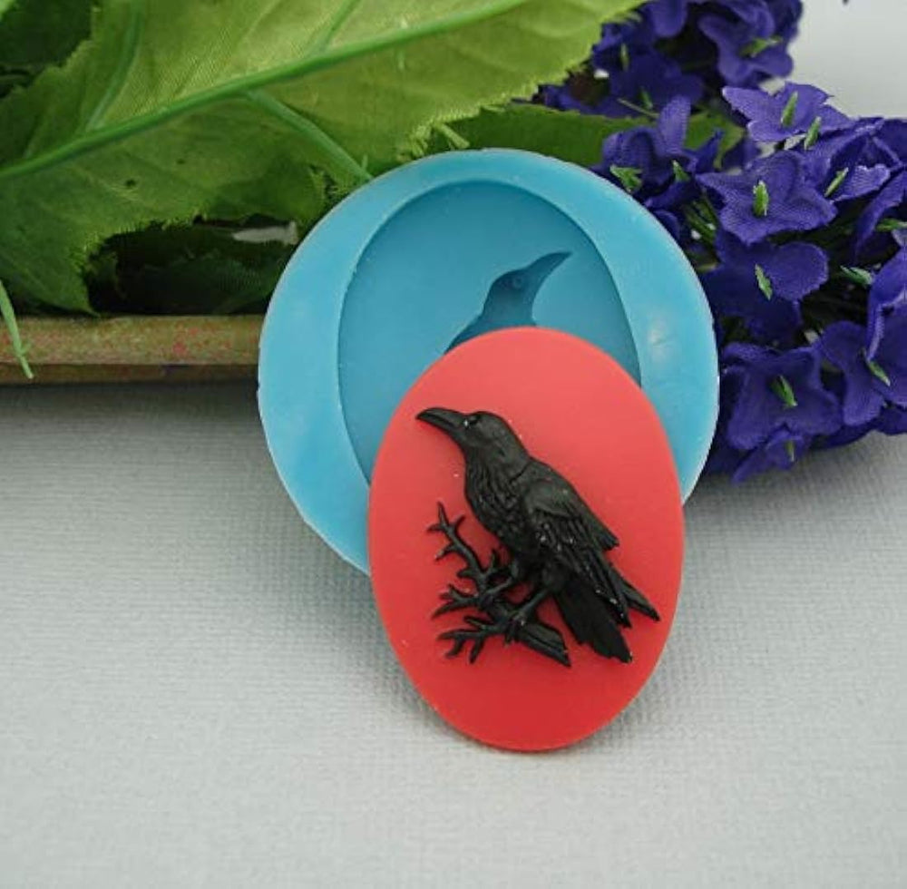 Findings Stop Brand Molde de silicona Raven Cameo flexible para manualidades, joyas, resina, álbumes de recortes, arcilla polimérica