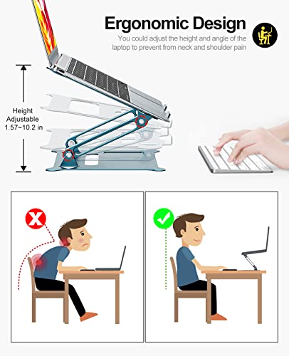 Urmust - Soporte de aluminio ligero para laptop y notebook de hasta 15.6 soporte ergonómico, ajustable, y portátil con alfombrilla para el mouse, compatible con MacBook Air Pro, Dell, HP, Lenovo