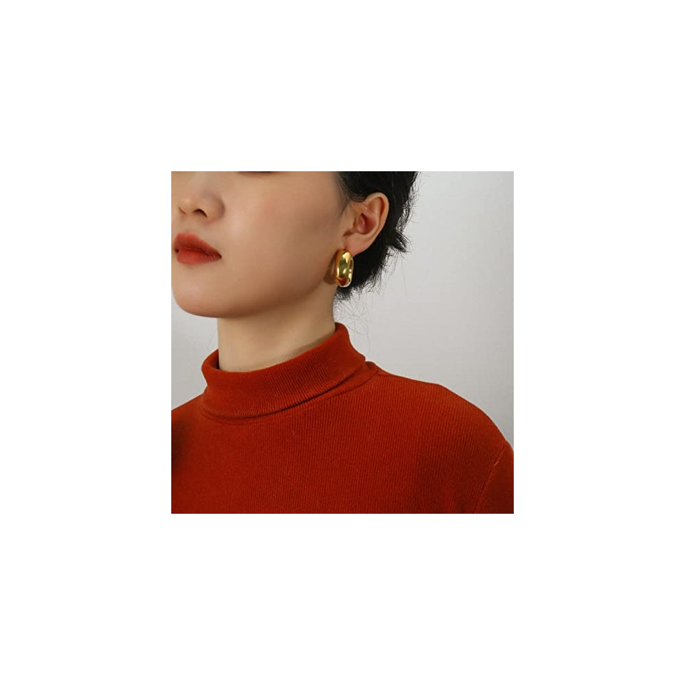 Aretes de aro gruesos de color dorado para mujeres