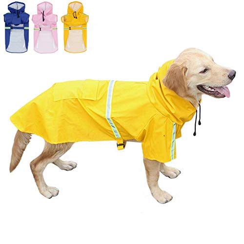 FEimaX Chubasquero para perro, impermeable, con capucha para perros medianos y grandes, con capucha ligera, resistente al viento para caminar al aire libre