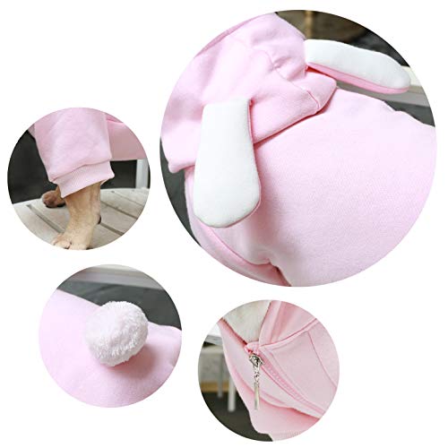 iChoue - Disfraz de conejito para perro, para el día de Halloween, otoño, suéter lindo y divertido para clima frío, abrigos de invierno, sudaderas con capucha, ropa pequeña y mediana para cachorros Bulldog francés, Pug, Pitbull y Corgi, talla L Plus