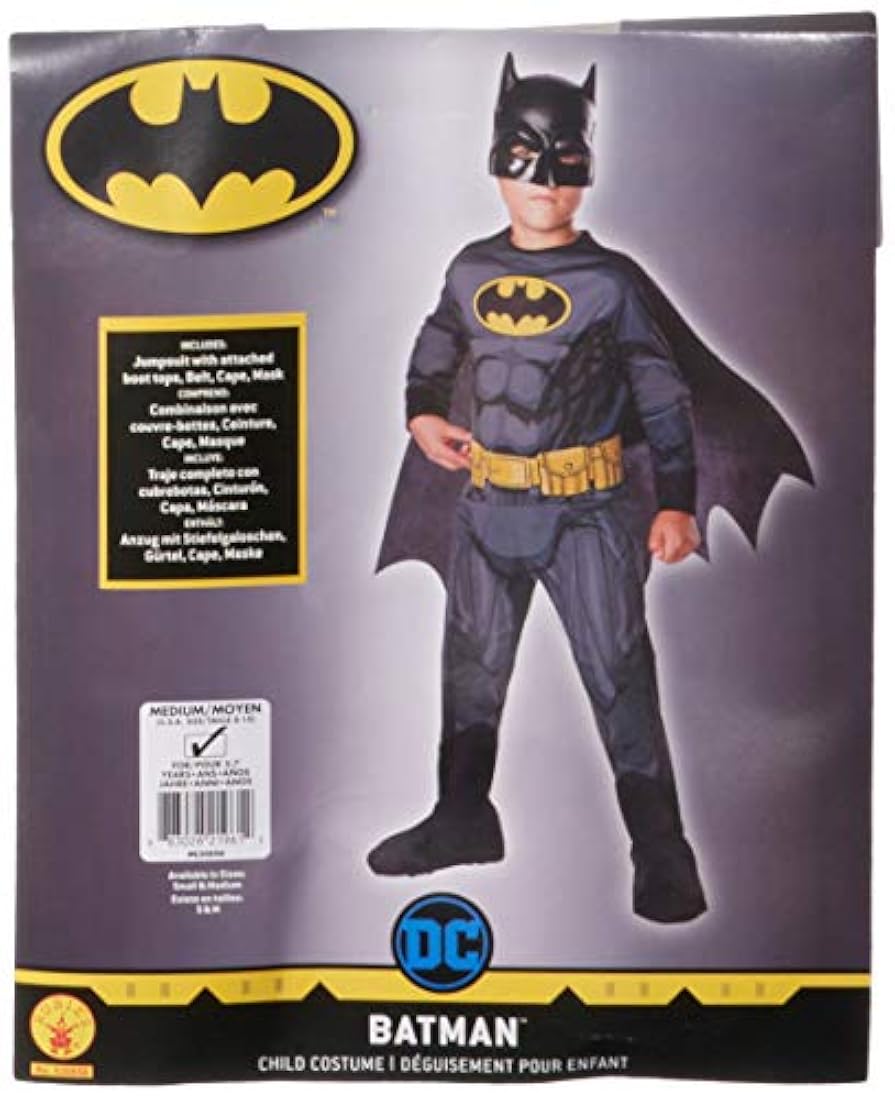 Disfraz de Batman de DC Comics para niños, M, Multicolor