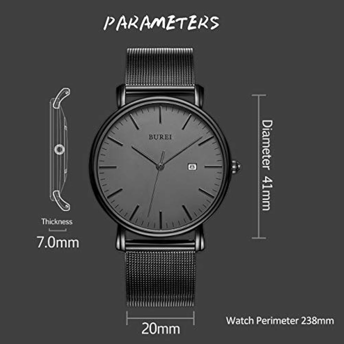 Reloj de pulsera analógico para hombre, correa de malla