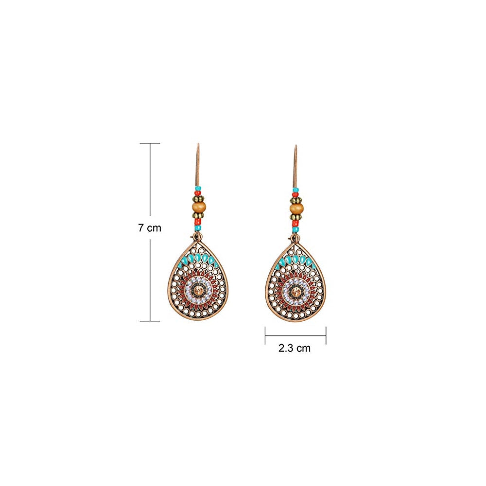 Aretes colgantes bohemios con diamantes de imitación retro