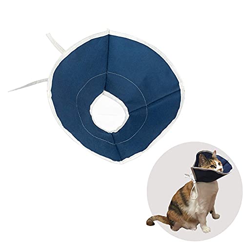 QIYADIN Pethouzz - Collar suave para recuperación de gatos, collar de cono de gato, cuello Elizabeth de tela no tejida, bucles, protector de heridas especialmente diseñado para gatos, fácil de comer y beber para gatos