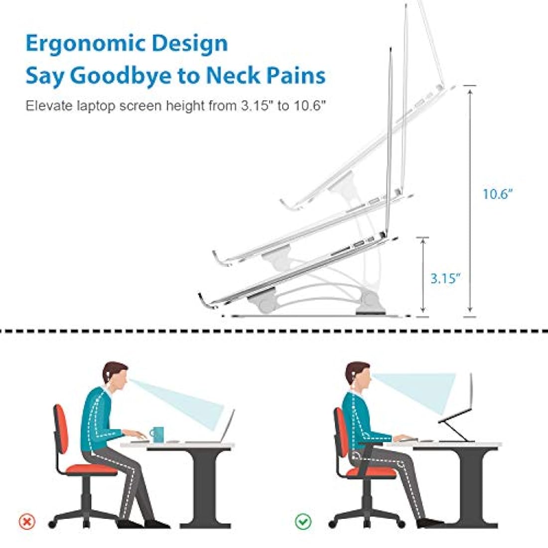 Nulaxy -Soporte ergonómico ajustable para ordenador portátil