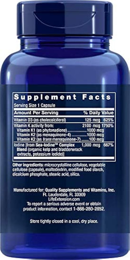 Vitamina D y K con sea-Iodino, 60 cápsulas