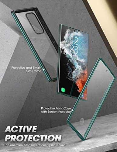 SUPCASE UB Edge Pro Series - Funda protectora transparente para Samsung Galaxy S22 Ultra 5G (versión 2022), marco delgado con protector de pantalla integrado (pavo real)