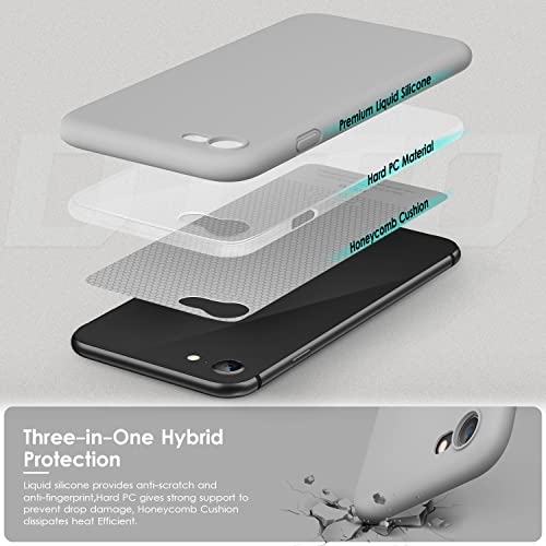 DTTOCASE - Funda para iPhone SE 2022/2020, iPhone 8, iPhone 7, funda de silicona líquida para iPhone SE 8 7 de 4.7 pulgadas, funda protectora colorida suave y sedosa para niñas y mujeres, color gris marino