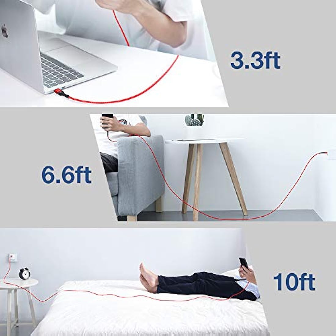 JSAUX - Cable de carga micro USB, 3 unidades