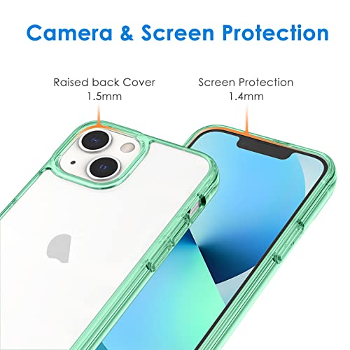 JETech - Funda compatible con iPhone 13 de 15,5 cm, a prueba de golpes, con parte trasera transparente, antiarañazos (verde medianoche)