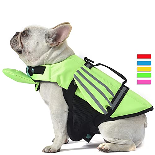 Chaleco salvavidas para perro Bulldog Francés, chaleco salvavidas con diseño de alas para mascotas, salvavidas de flotación para perros, traje de baño con asa para natación, piscina, playa, canotaje, para cachorros pequeños, medianos y grandes
