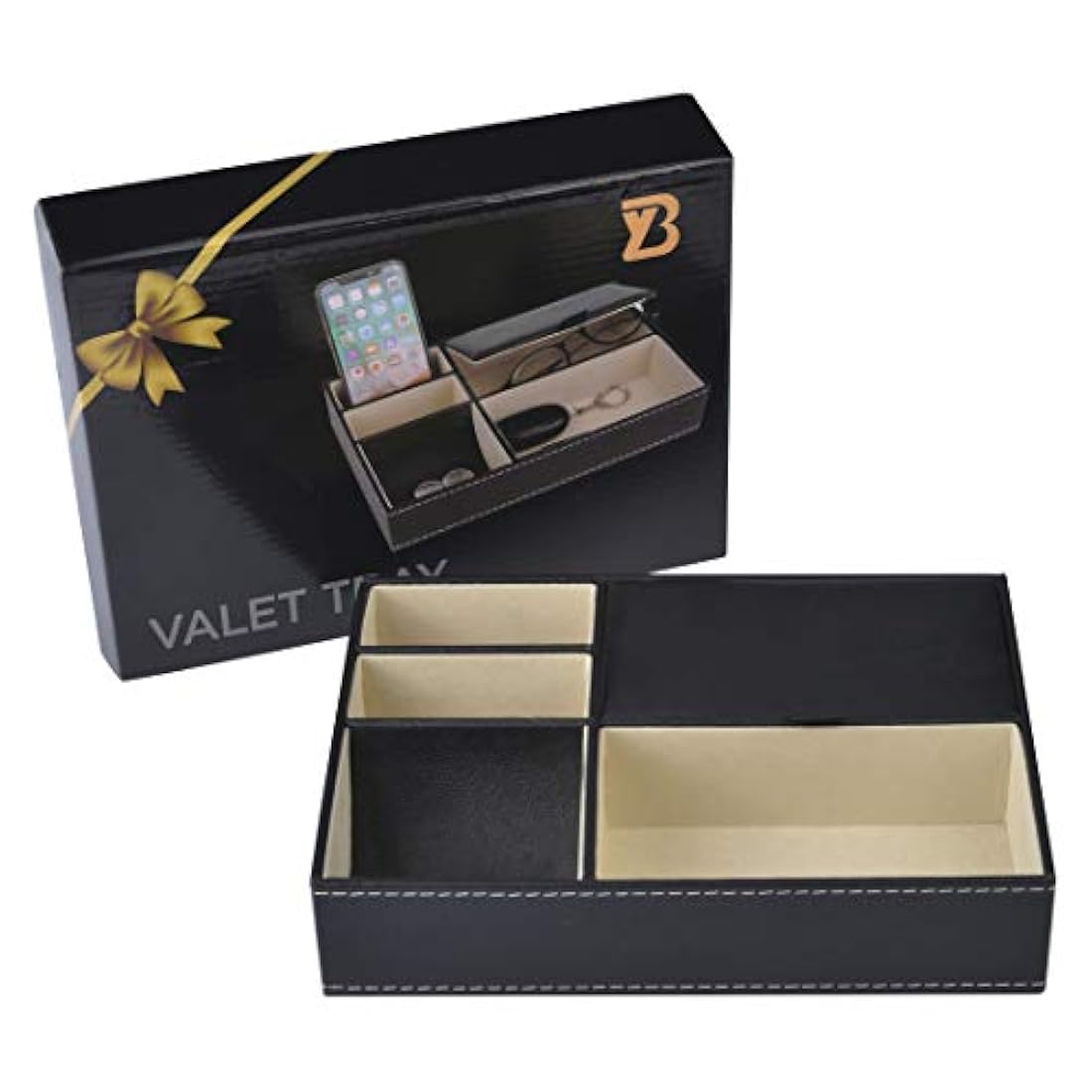 Organizador de piel con 5 compartimentos para accesorios