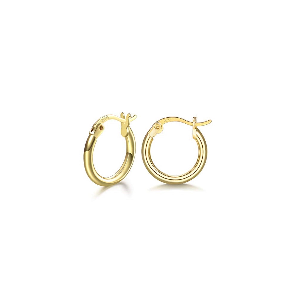 Aretes de aro chapados en oro blanco para mujeres