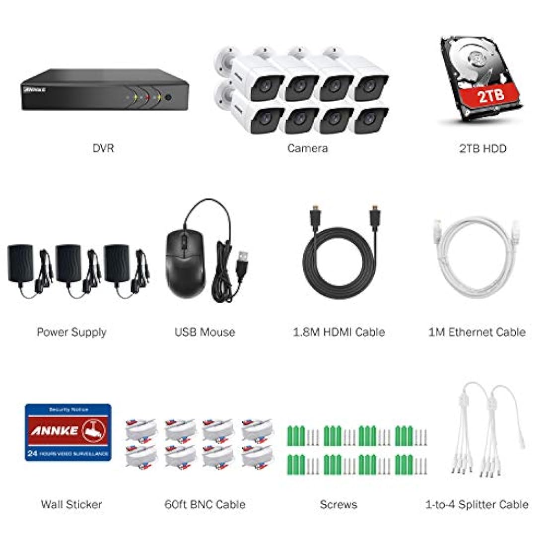 Cámaras de seguridad H.265+ DVR (8unidades)