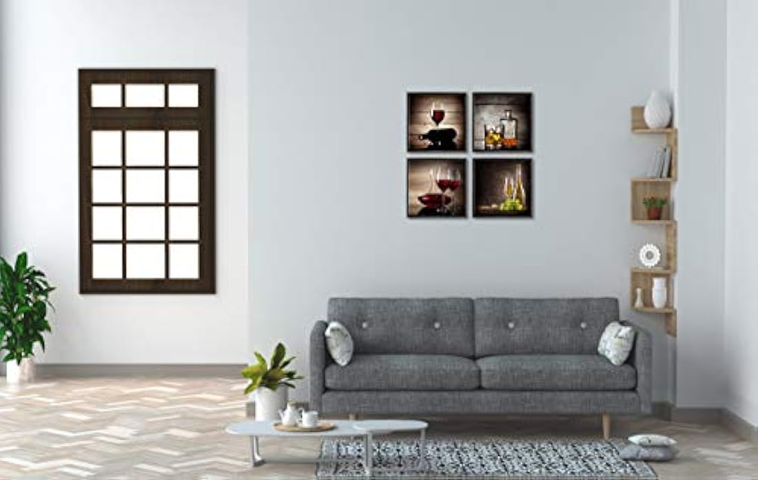 Wieco Art - Copas de vino HD modernas,estiradas y enmarcadas