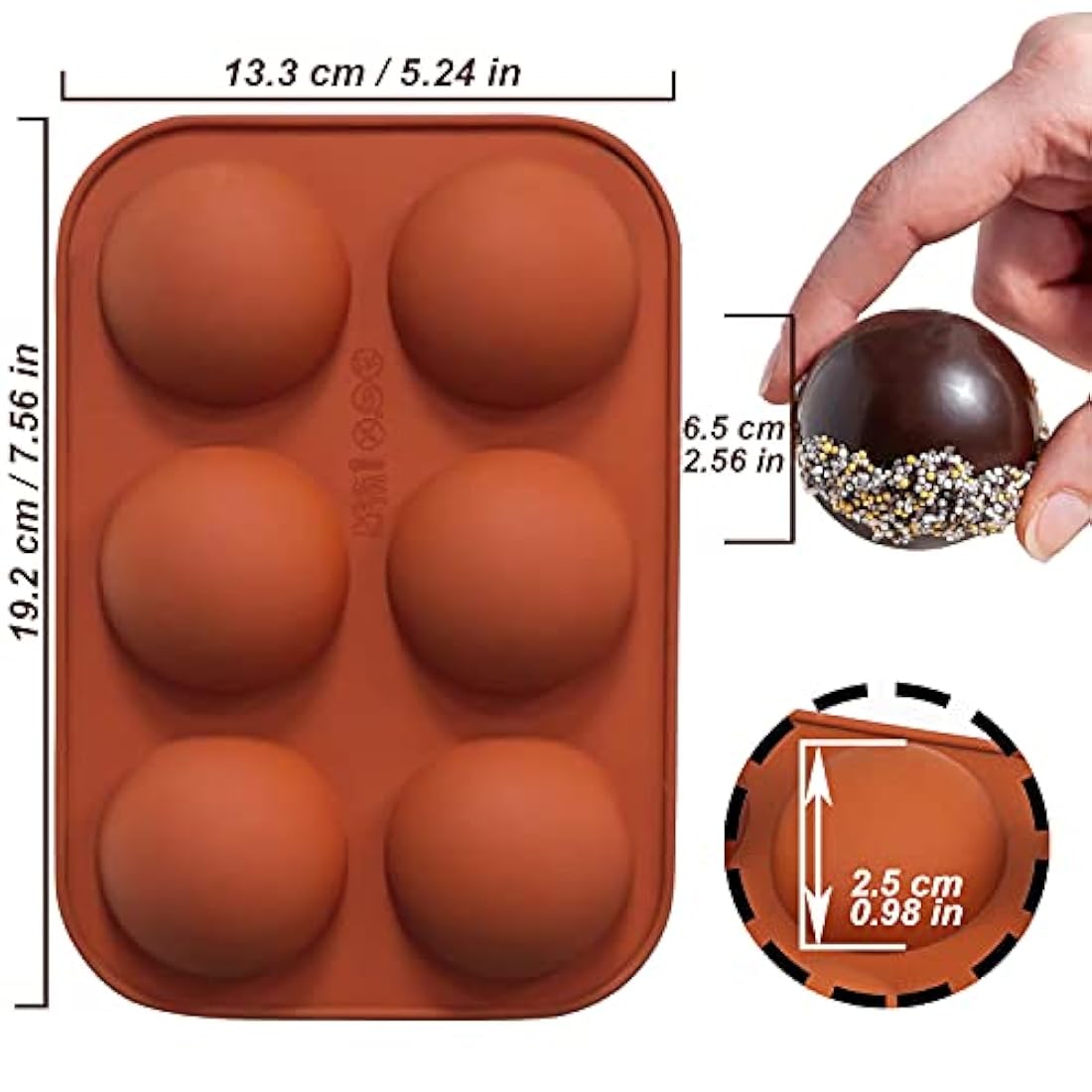 Moldes Moldes de silicona semifénica de 6 agujeros
