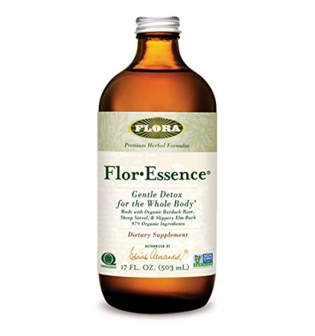 Té líquido desintoxicante Flora FlorEssence, limpieza diaria de hierbas suave y natural, 90% ingredientes orgánicos, 17 onzas