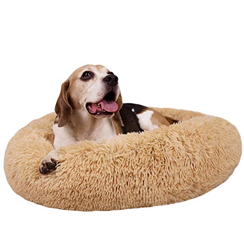 Cama calmante para perros de piel sintética, Beige MFOX1
