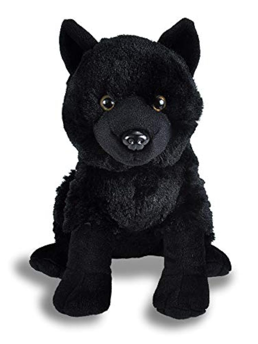 Peluche de lobo (peluche, 12.0 in), color negro.