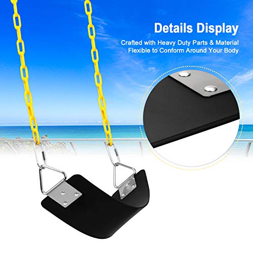 AGPTEK - Juego de columpio, asiento basculante con cadenas de 65.7 in, revestimiento de termoplástico, soporte de 660 libras, asiento oscilante, accesorios de repuesto con ganchos para exteriores, patio de recreo, selva y gimnasio, color negro