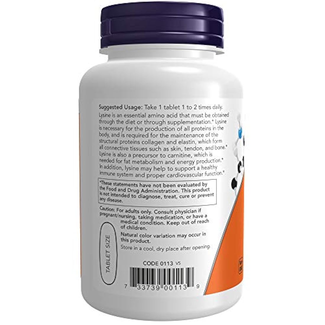 Now Foods Suplementos, L-Lisina (Lisine Hydrochloride) 1.000 mg, doble fuerza, aminoácido, 100 comprimidos