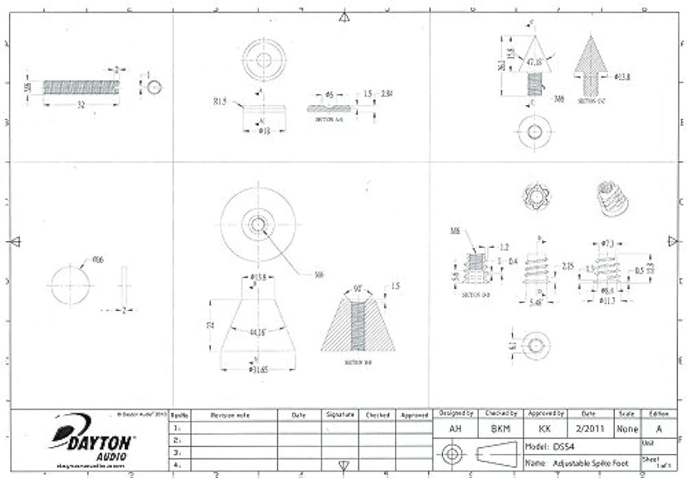 Audio Dayto dss4-bc altavoz de cromo negro Spike Set 4 PCS.