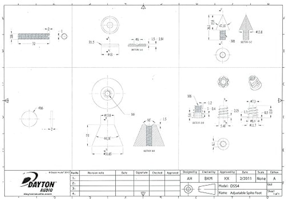Audio Dayto dss4-bc altavoz de cromo negro Spike Set 4 PCS.