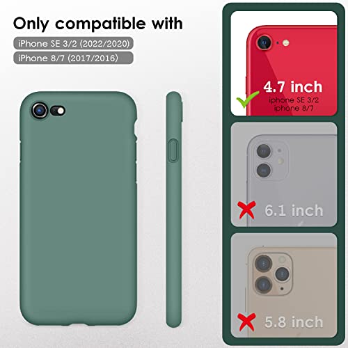 DTTOCASE - Funda para iPhone SE 2022/2020, iPhone 8, iPhone 7, funda de silicona líquida para iPhone SE 8 7 de 4.7 pulgadas, colorida y suave funda protectora para niñas y mujeres, color verde medianoche