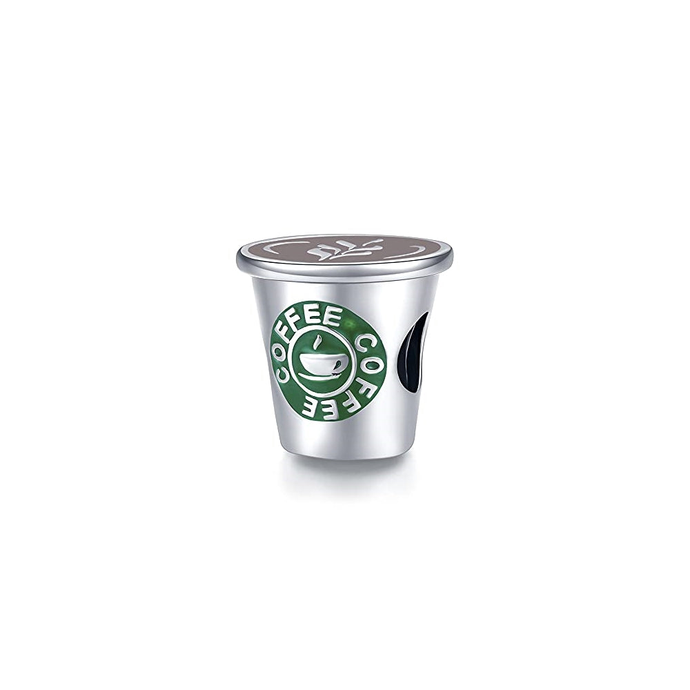 Dijes y Medallas de plata de ley con diseño de taza de café