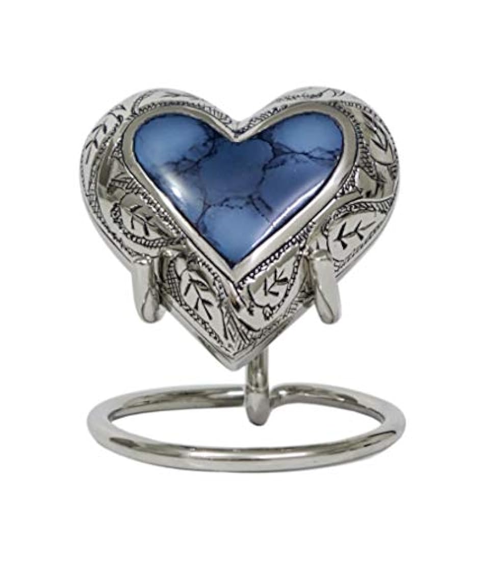 Urna pequeña con forma de corazón azul