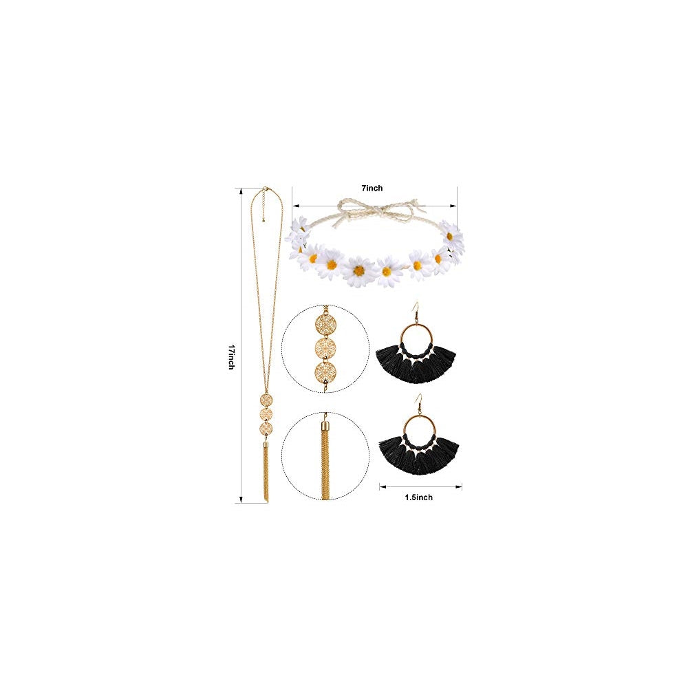 Disfraz bohemio hippie Juego de 4 piezas talla M