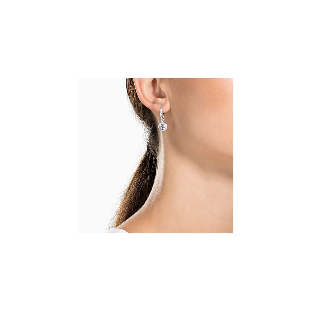 Aretes de cristal angelical acabado en tono rodio