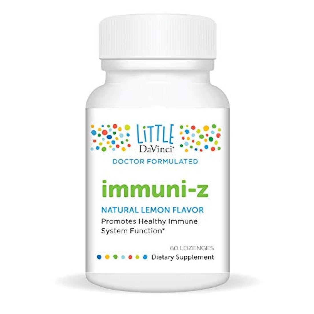 Little DaVinci - inmuni-Z, Zinc Throat Lozenge, Suplemento de inmunidad para niños, sabor limón, sin azúcar añadido, 60 ct.