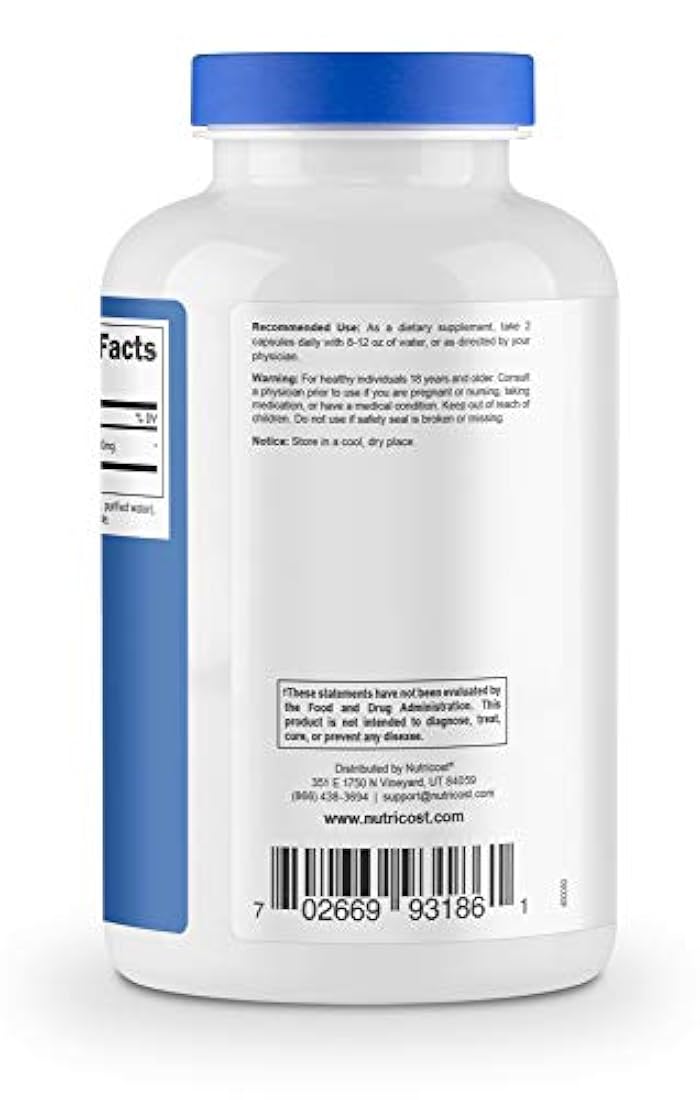 Suplemento Nutricost Alpha Lipoic Acid, 0.02 oz por porción, 120 porciones, 1 botella, 1
