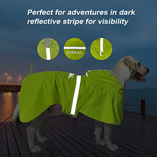 KOOGAL Pet Large Dog Raincoat Apparel Poncho Waterproof for Medium Large Sized Dog Raincoat Clothes (2XL Fluorescent Yellow)