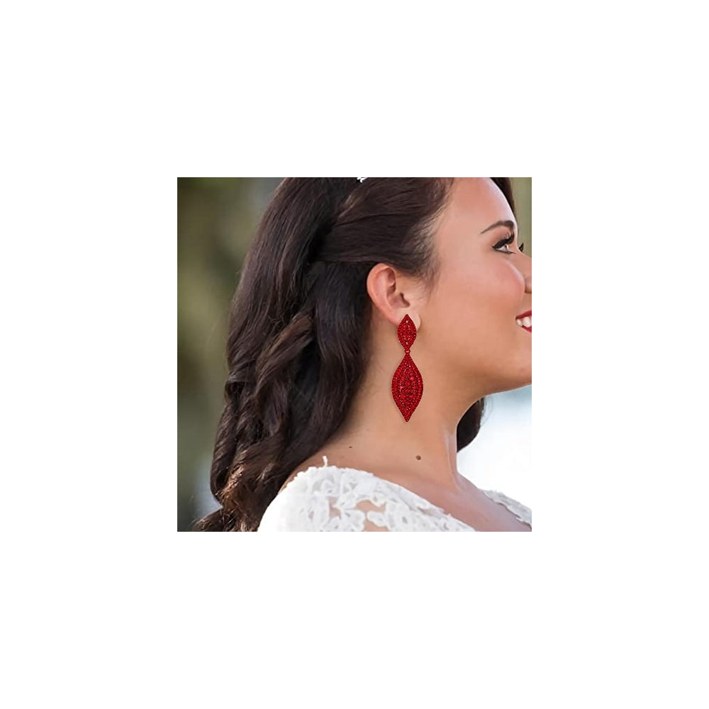 Aretes de clip para mujer con diamantes de imitación