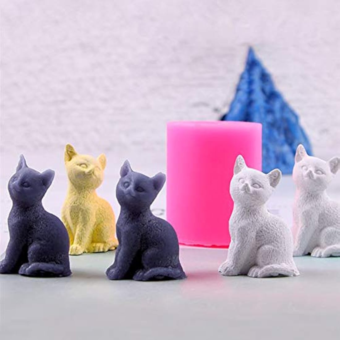 2 moldes de silicona para velas de gatito