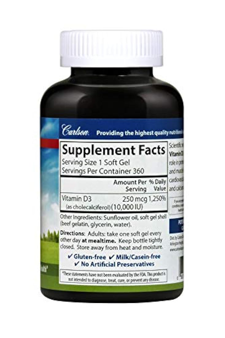 Carlson Labs Vitamina D3 10,000 IU, 360 Count
