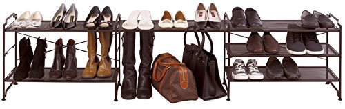 Estante de servicio apilable de 3 niveles para zapatos