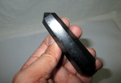 Genuino Negro 6 Facetas Aura Cristal de roca Natural Pulido